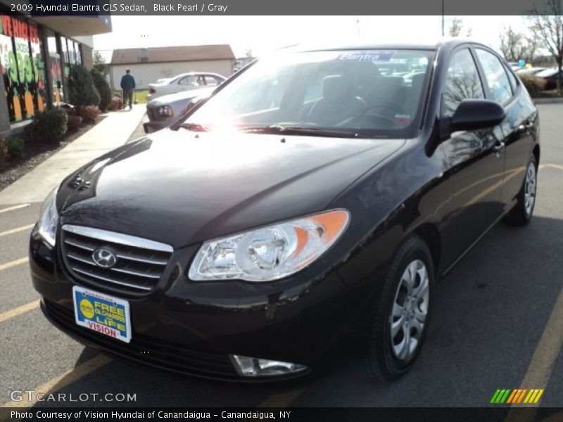 Black Pearl / Gray 2009 Hyundai Elantra GLS Sedan