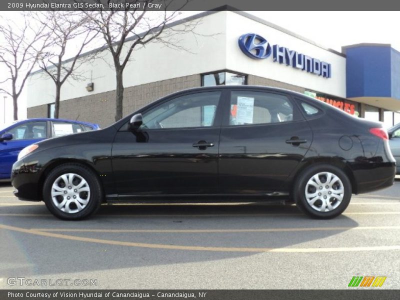 Black Pearl / Gray 2009 Hyundai Elantra GLS Sedan