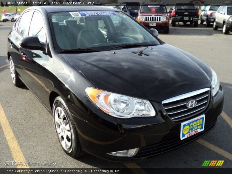 Black Pearl / Gray 2009 Hyundai Elantra GLS Sedan