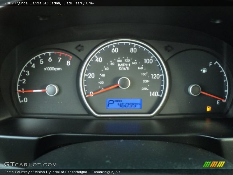 Black Pearl / Gray 2009 Hyundai Elantra GLS Sedan