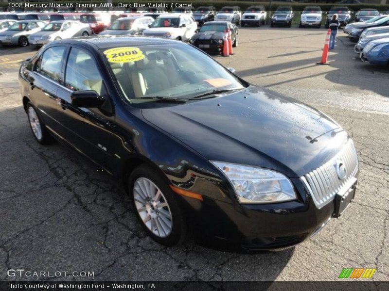 Dark Blue Metallic / Camel 2008 Mercury Milan V6 Premier AWD