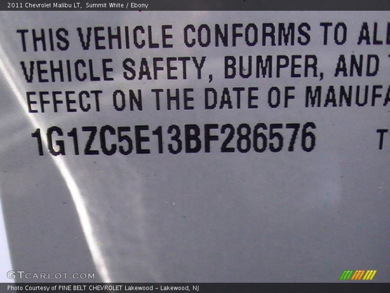Summit White / Ebony 2011 Chevrolet Malibu LT