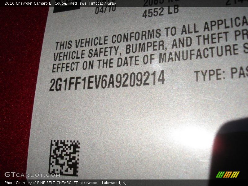 Red Jewel Tintcoat / Gray 2010 Chevrolet Camaro LT Coupe