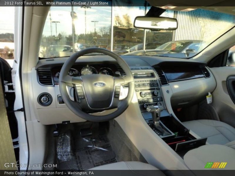 White Platinum Tri-Coat / Light Stone 2012 Ford Taurus SEL