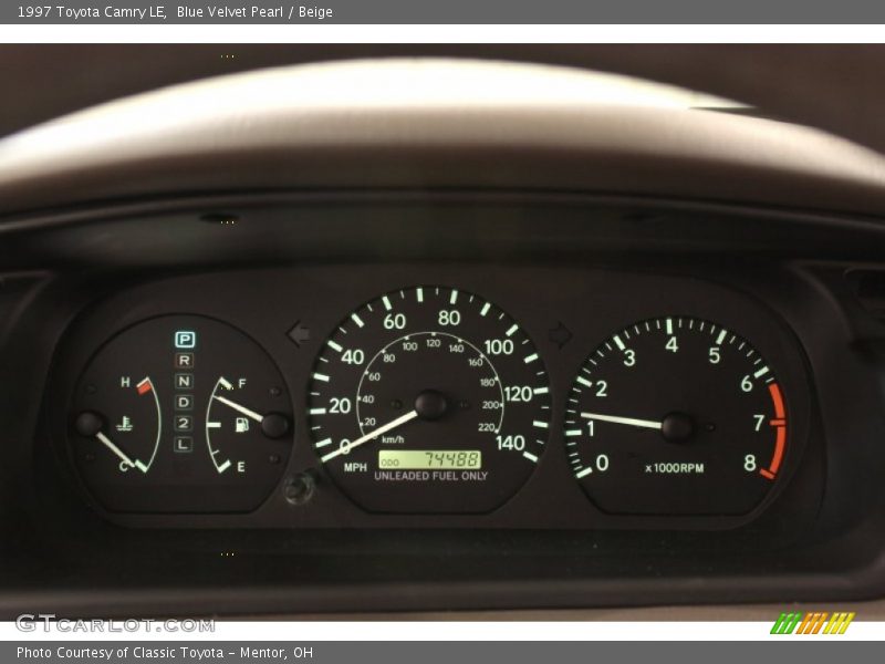 Blue Velvet Pearl / Beige 1997 Toyota Camry LE