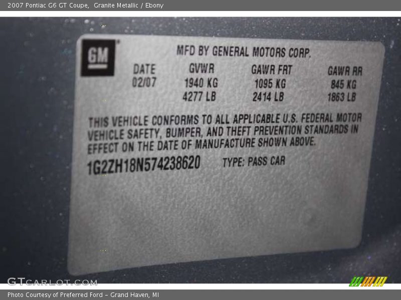 Granite Metallic / Ebony 2007 Pontiac G6 GT Coupe