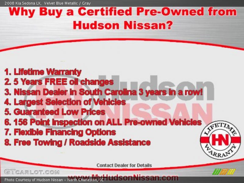 Velvet Blue Metallic / Gray 2008 Kia Sedona LX