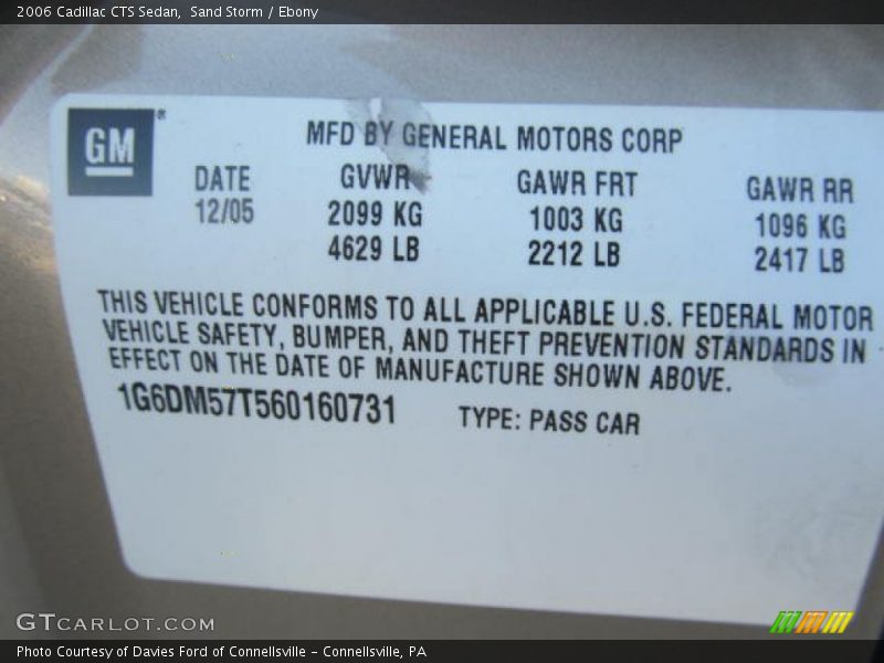 Sand Storm / Ebony 2006 Cadillac CTS Sedan