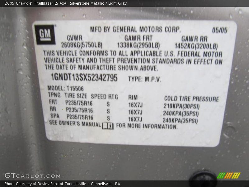 Silverstone Metallic / Light Gray 2005 Chevrolet TrailBlazer LS 4x4