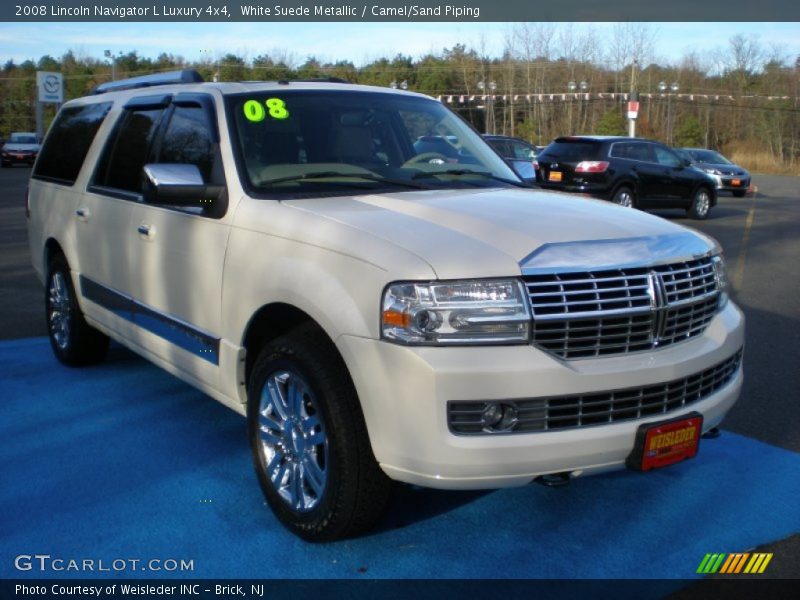 White Suede Metallic / Camel/Sand Piping 2008 Lincoln Navigator L Luxury 4x4