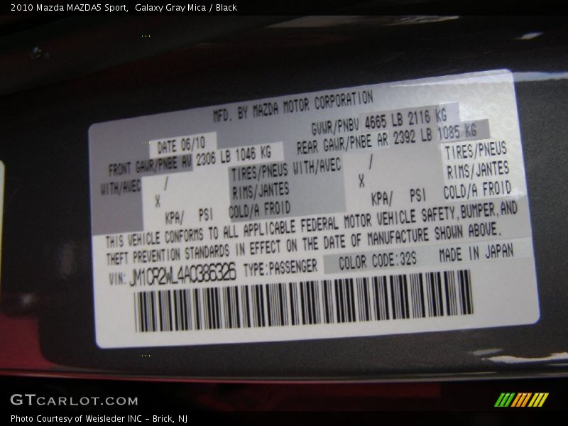 Galaxy Gray Mica / Black 2010 Mazda MAZDA5 Sport