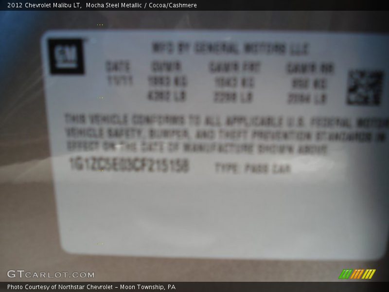 Mocha Steel Metallic / Cocoa/Cashmere 2012 Chevrolet Malibu LT
