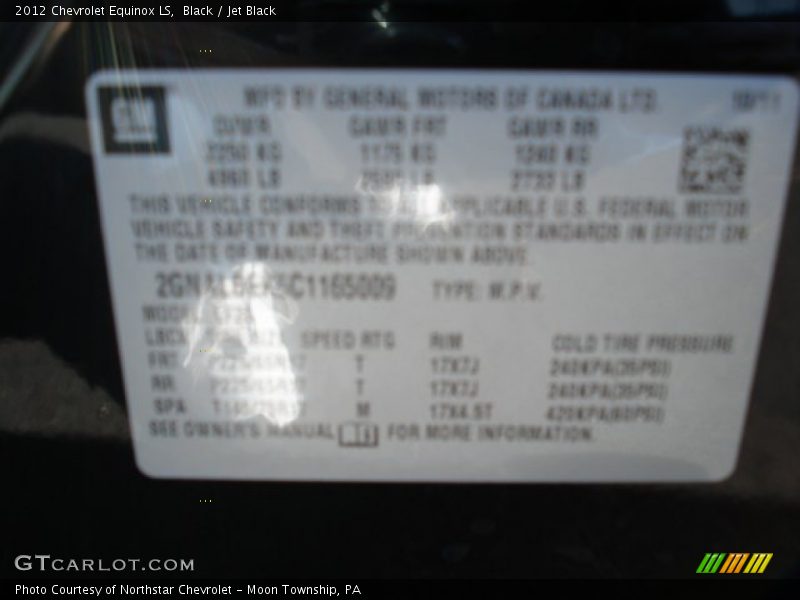 Black / Jet Black 2012 Chevrolet Equinox LS