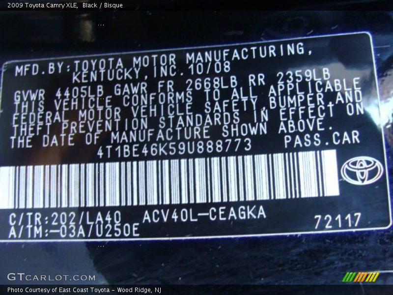Black / Bisque 2009 Toyota Camry XLE