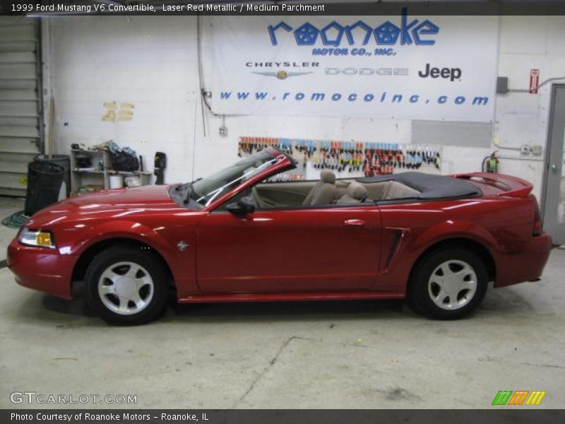 Laser Red Metallic / Medium Parchment 1999 Ford Mustang V6 Convertible
