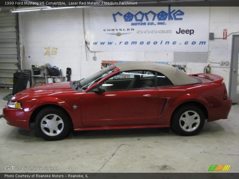 Laser Red Metallic / Medium Parchment 1999 Ford Mustang V6 Convertible