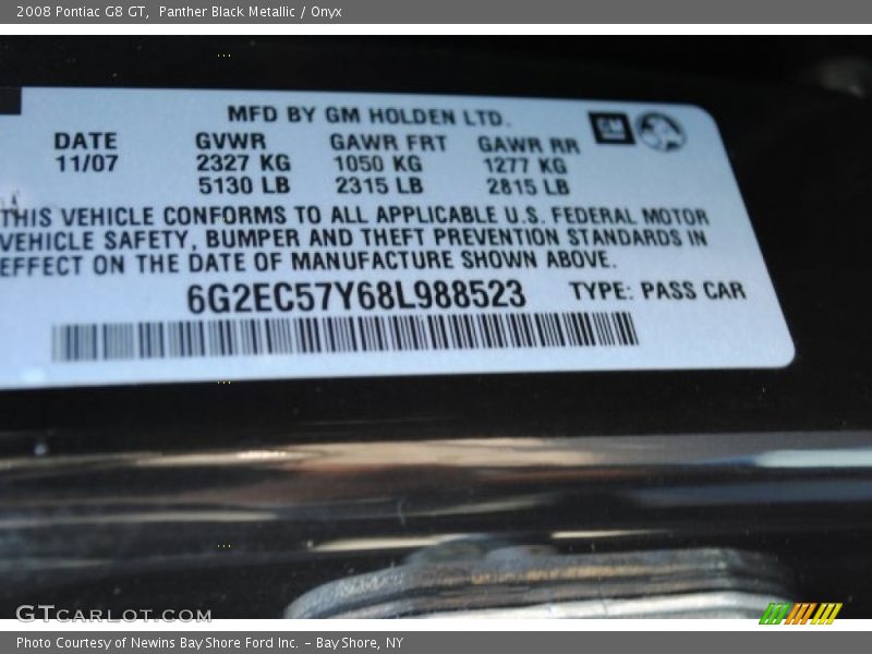 Panther Black Metallic / Onyx 2008 Pontiac G8 GT