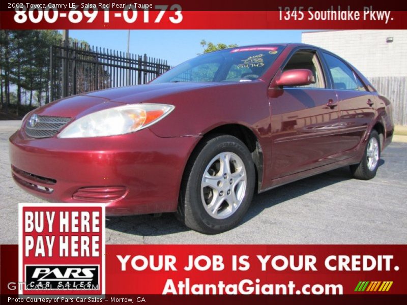 Salsa Red Pearl / Taupe 2002 Toyota Camry LE