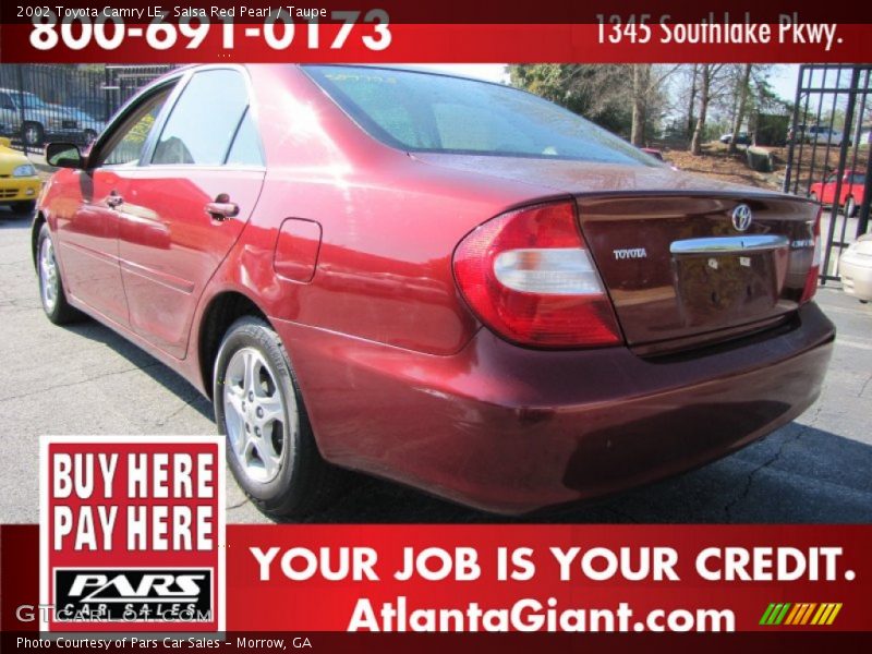 Salsa Red Pearl / Taupe 2002 Toyota Camry LE