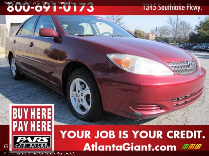 Salsa Red Pearl / Taupe 2002 Toyota Camry LE