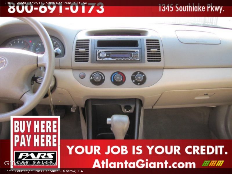 Salsa Red Pearl / Taupe 2002 Toyota Camry LE