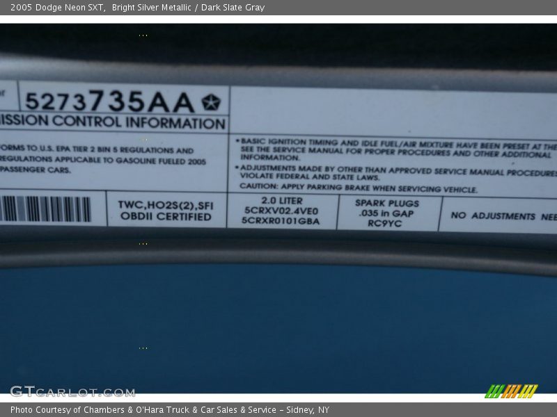 Bright Silver Metallic / Dark Slate Gray 2005 Dodge Neon SXT