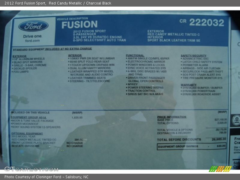 Sport, MSRP - 2012 Ford Fusion Sport