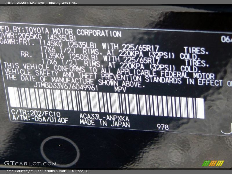 Black / Ash Gray 2007 Toyota RAV4 4WD