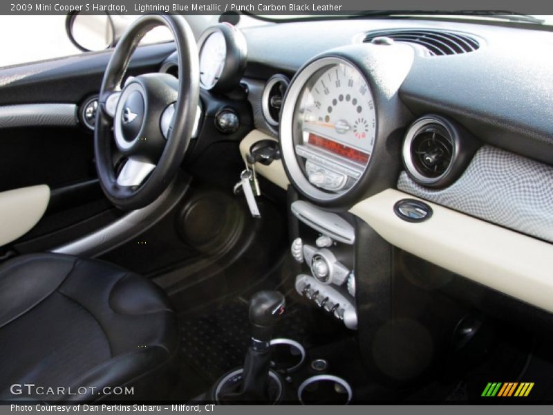 Lightning Blue Metallic / Punch Carbon Black Leather 2009 Mini Cooper S Hardtop