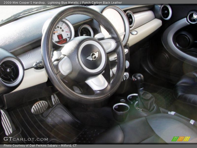 Lightning Blue Metallic / Punch Carbon Black Leather 2009 Mini Cooper S Hardtop