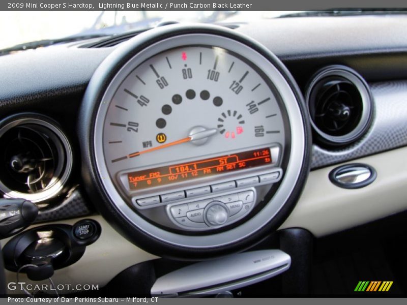 Lightning Blue Metallic / Punch Carbon Black Leather 2009 Mini Cooper S Hardtop