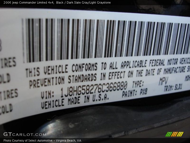 Black / Dark Slate Gray/Light Graystone 2006 Jeep Commander Limited 4x4