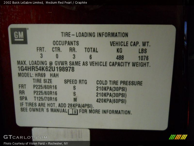 Medium Red Pearl / Graphite 2002 Buick LeSabre Limited