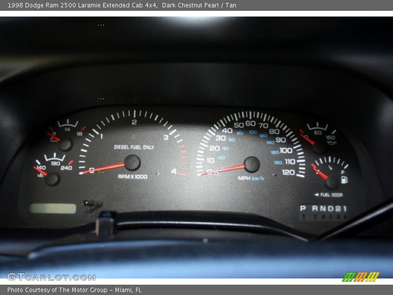 Dark Chestnut Pearl / Tan 1998 Dodge Ram 2500 Laramie Extended Cab 4x4