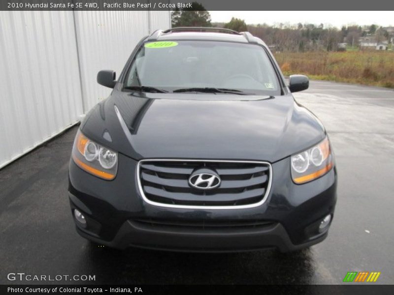 Pacific Blue Pearl / Cocoa Black 2010 Hyundai Santa Fe SE 4WD