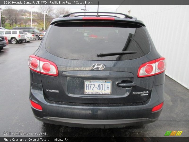Pacific Blue Pearl / Cocoa Black 2010 Hyundai Santa Fe SE 4WD