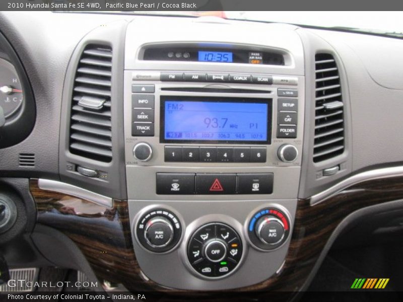 Pacific Blue Pearl / Cocoa Black 2010 Hyundai Santa Fe SE 4WD