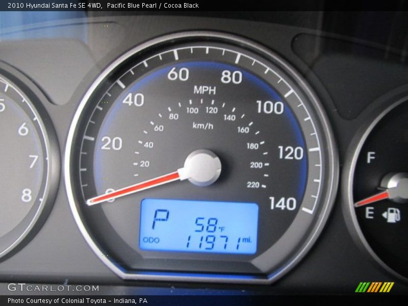 Pacific Blue Pearl / Cocoa Black 2010 Hyundai Santa Fe SE 4WD