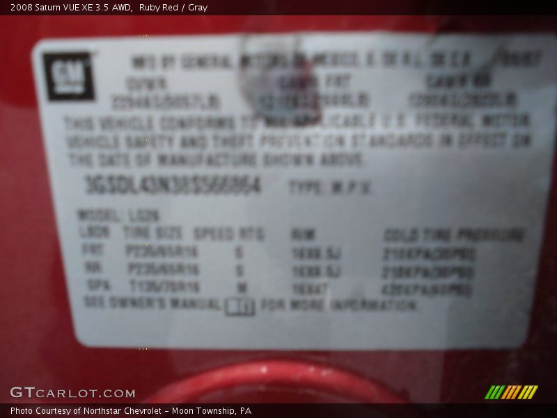 Ruby Red / Gray 2008 Saturn VUE XE 3.5 AWD