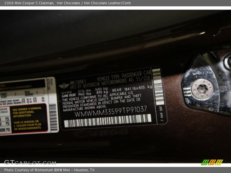 Hot Chocolate / Hot Chocolate Leather/Cloth 2009 Mini Cooper S Clubman