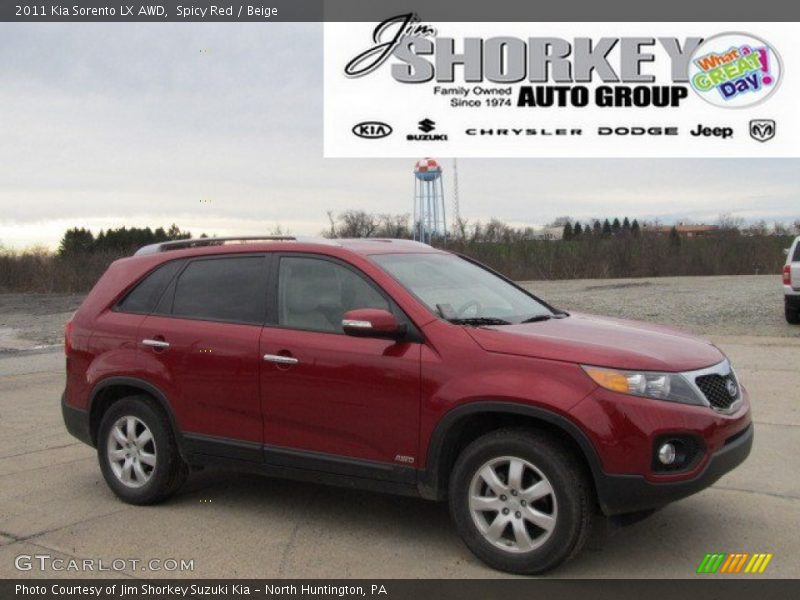 Spicy Red / Beige 2011 Kia Sorento LX AWD