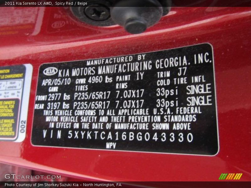 Spicy Red / Beige 2011 Kia Sorento LX AWD
