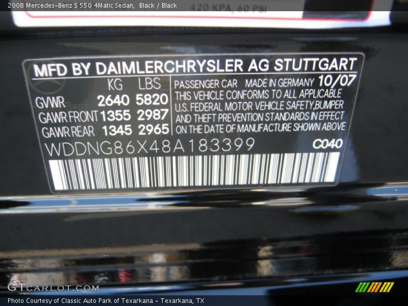 Black / Black 2008 Mercedes-Benz S 550 4Matic Sedan