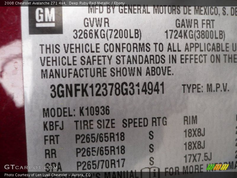 Deep Ruby Red Metallic / Ebony 2008 Chevrolet Avalanche Z71 4x4