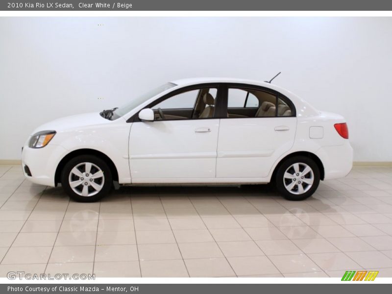 Clear White / Beige 2010 Kia Rio LX Sedan