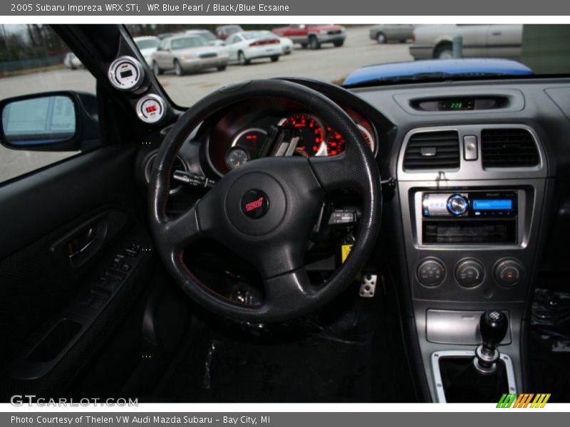 WR Blue Pearl / Black/Blue Ecsaine 2005 Subaru Impreza WRX STi
