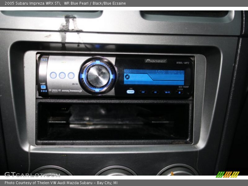 WR Blue Pearl / Black/Blue Ecsaine 2005 Subaru Impreza WRX STi