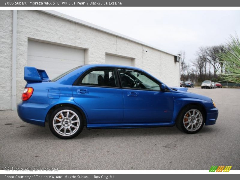 WR Blue Pearl / Black/Blue Ecsaine 2005 Subaru Impreza WRX STi