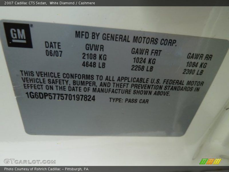 White Diamond / Cashmere 2007 Cadillac CTS Sedan