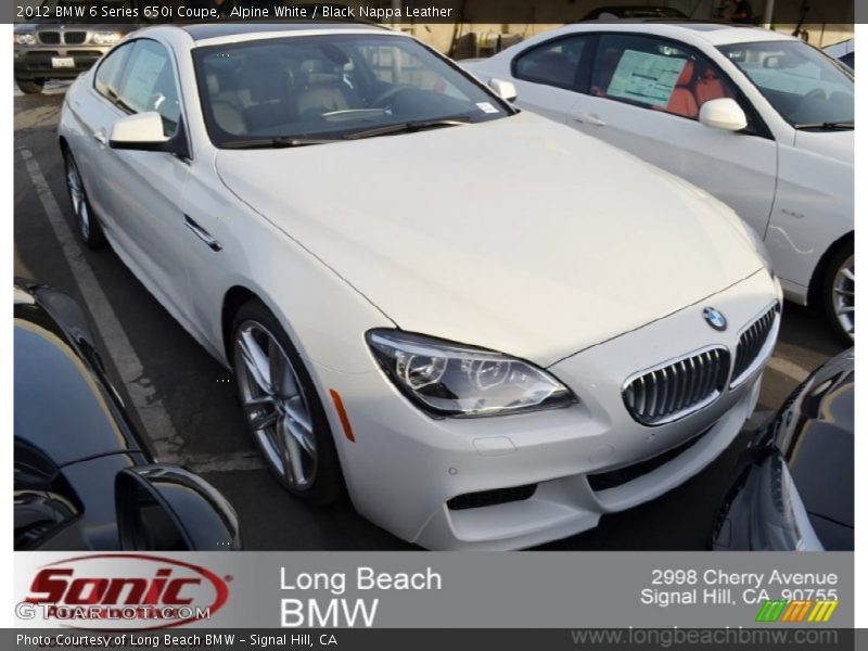 Alpine White / Black Nappa Leather 2012 BMW 6 Series 650i Coupe